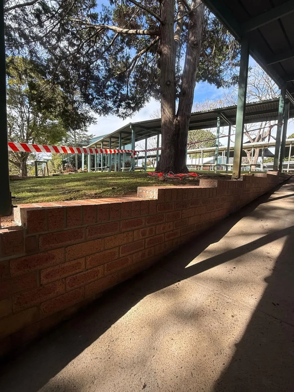 New brick retaining wall and garden bed in the Bellingen High School grounds