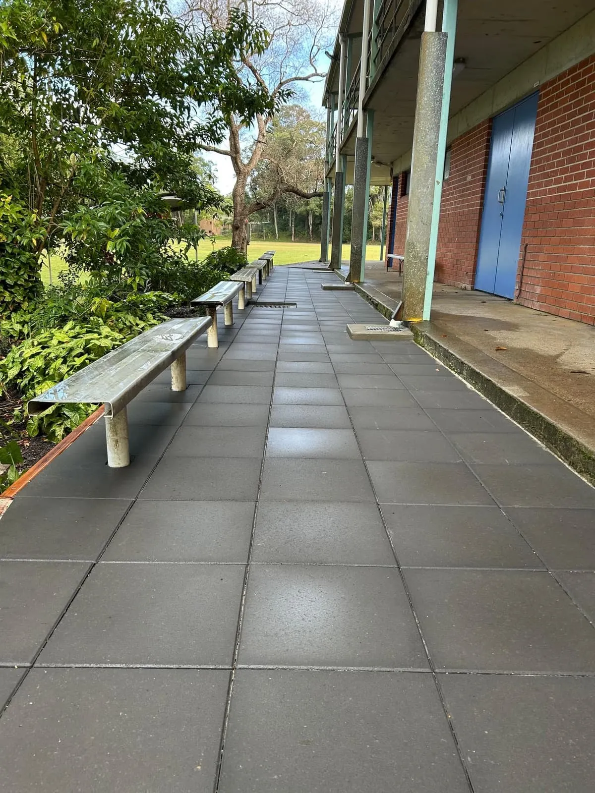 Paved walkway running past the classroom blocks at Bellingen High School