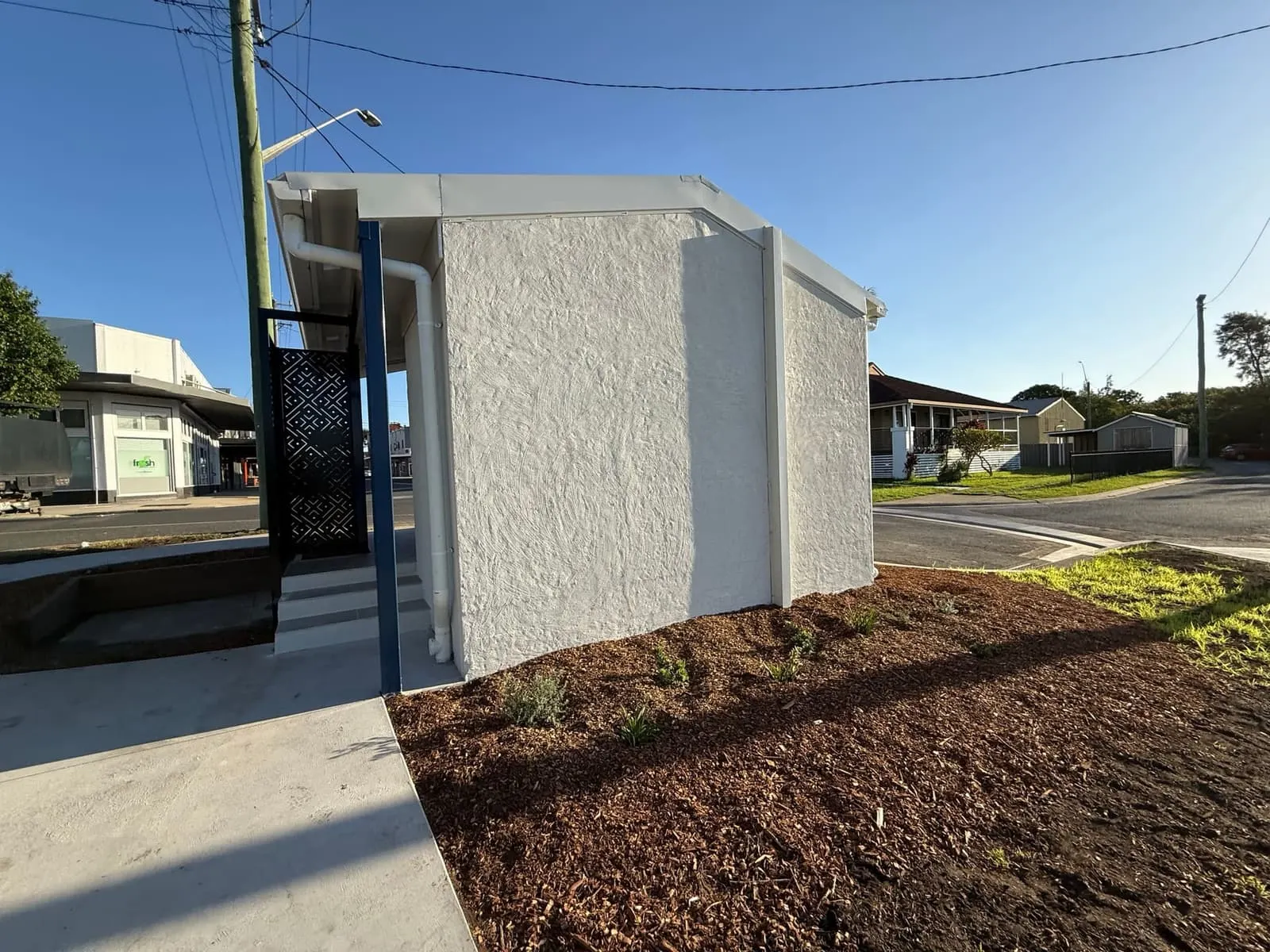 Rendered exterior of the completed River Street public amenities, Macksville